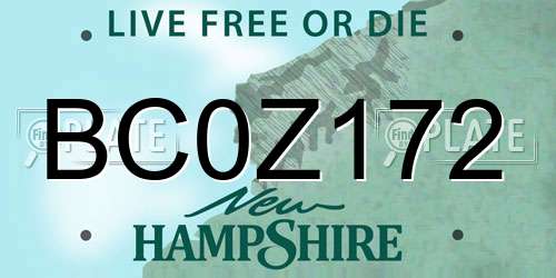BC0Z172 New Hampshire License Plate