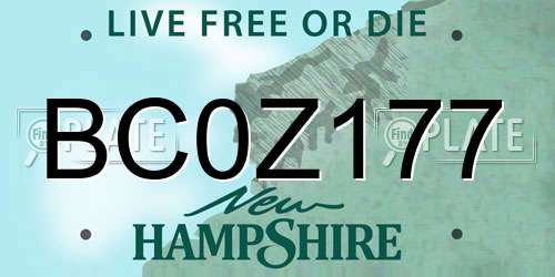 BC0Z177 New Hampshire License Plate