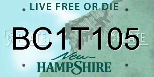 BC1T105 New Hampshire License Plate