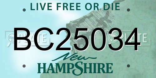 BC25034 New Hampshire License Plate