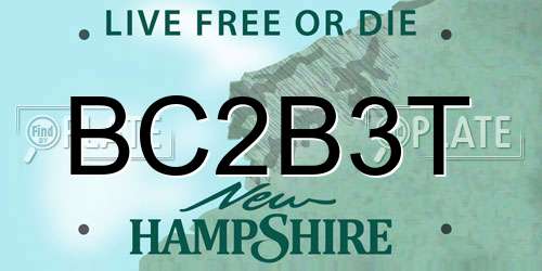 BC2B3T New Hampshire License Plate