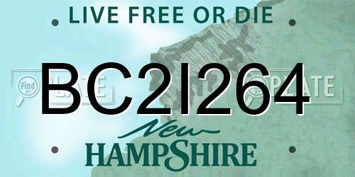 BC2I264 New Hampshire License Plate