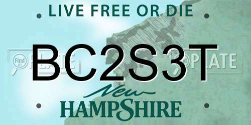 BC2S3T New Hampshire License Plate
