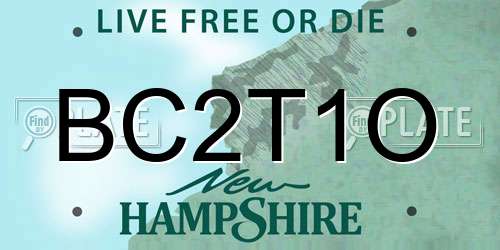 BC2T1O New Hampshire License Plate