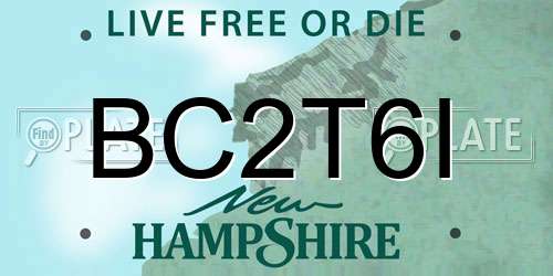 BC2T6I New Hampshire License Plate