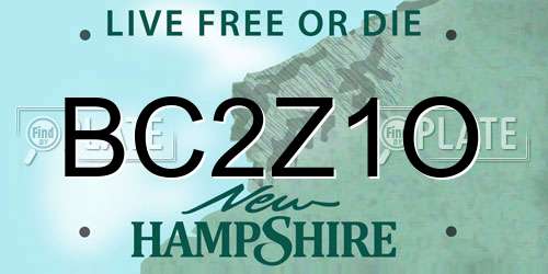 BC2Z1O New Hampshire License Plate