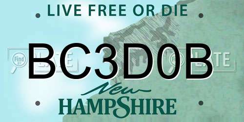 BC3D0B New Hampshire License Plate