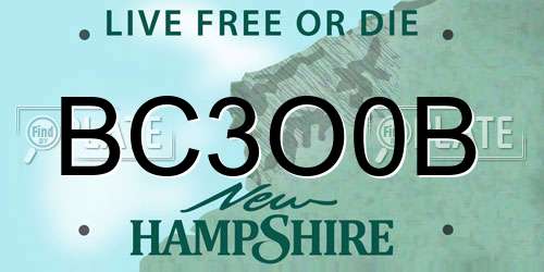 BC3O0B New Hampshire License Plate