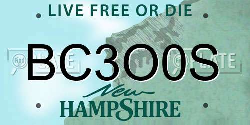BC3O0S New Hampshire License Plate