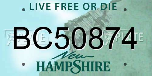 BC50874 New Hampshire License Plate
