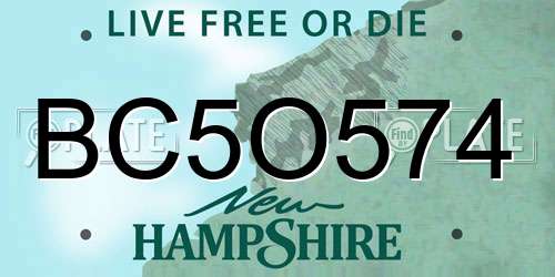 BC5O574 New Hampshire License Plate