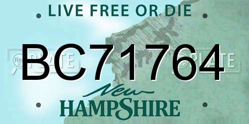 BC71764 New Hampshire License Plate