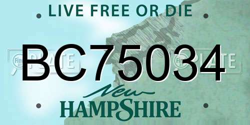 BC75034 New Hampshire License Plate