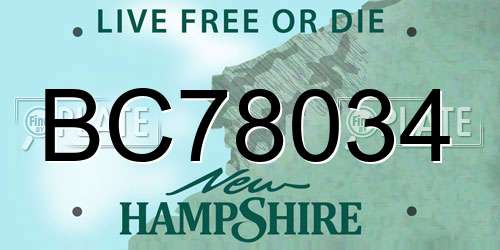 BC78034 New Hampshire License Plate