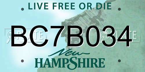 BC7B034 New Hampshire License Plate