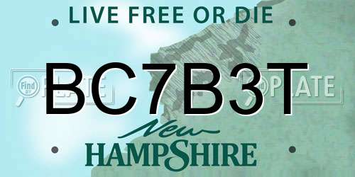 BC7B3T New Hampshire License Plate