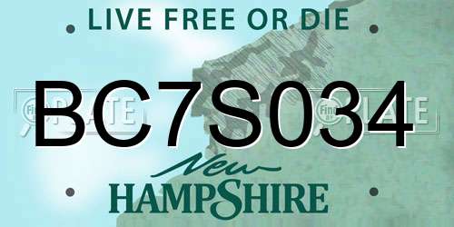 BC7S034 New Hampshire License Plate