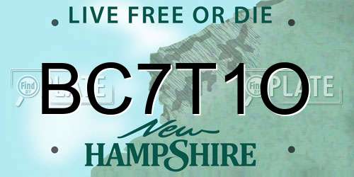 BC7T1O New Hampshire License Plate