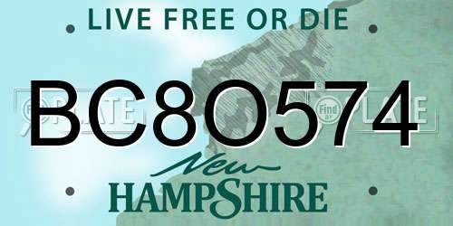BC8O574 New Hampshire License Plate