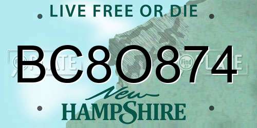 BC8O874 New Hampshire License Plate