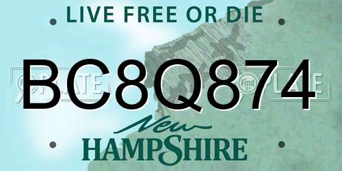 BC8Q874 New Hampshire License Plate