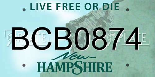 BCB0874 New Hampshire License Plate