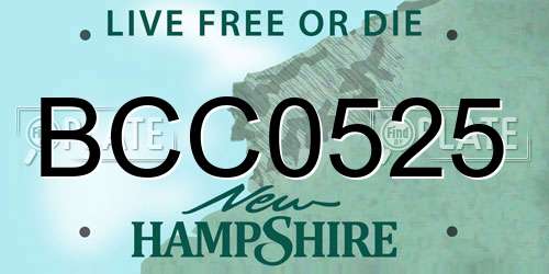 BCC0525 New Hampshire License Plate