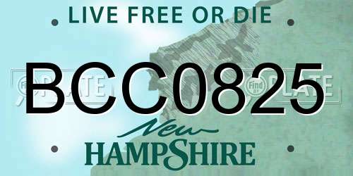 BCC0825 New Hampshire License Plate