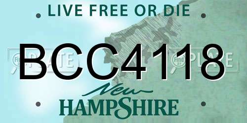 BCC4118 New Hampshire License Plate