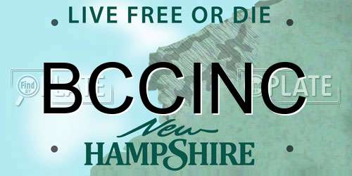 BCCINC New Hampshire License Plate