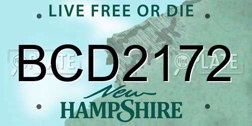 BCD2172 New Hampshire License Plate