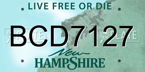 BCD7127 New Hampshire License Plate