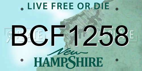 BCF1258 New Hampshire License Plate