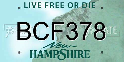 BCF378 New Hampshire License Plate