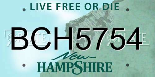 BCH5754 New Hampshire License Plate
