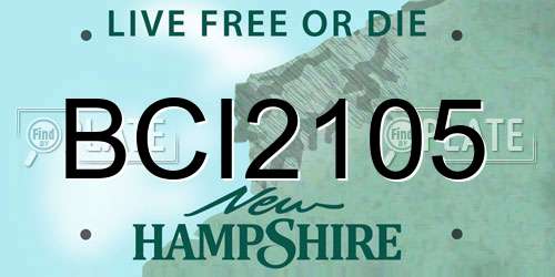 BCI2105 New Hampshire License Plate