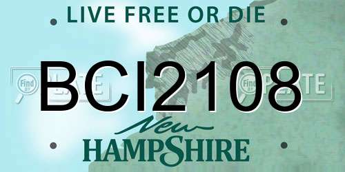 BCI2108 New Hampshire License Plate