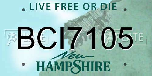 BCI7105 New Hampshire License Plate