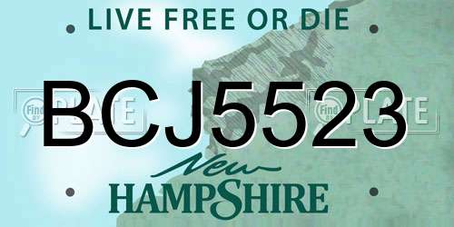 BCJ5523 New Hampshire License Plate