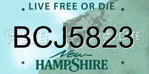 BCJ5823 New Hampshire License Plate