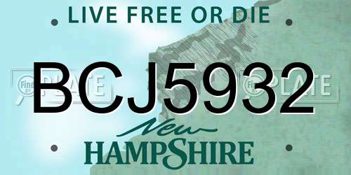 BCJ5932 New Hampshire License Plate
