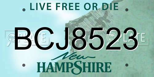 BCJ8523 New Hampshire License Plate