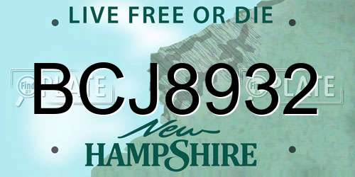BCJ8932 New Hampshire License Plate