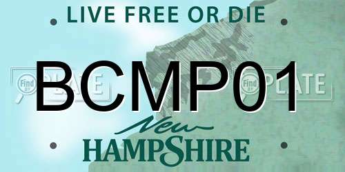 BCMP01 New Hampshire License Plate