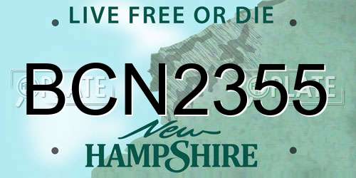BCN2355 New Hampshire License Plate