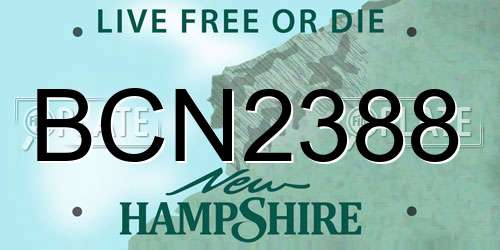 BCN2388 New Hampshire License Plate