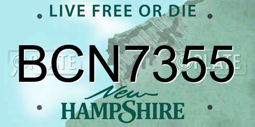 BCN7355 New Hampshire License Plate