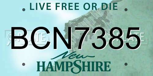BCN7385 New Hampshire License Plate