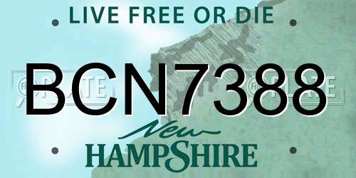 BCN7388 New Hampshire License Plate