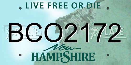 BCO2172 New Hampshire License Plate